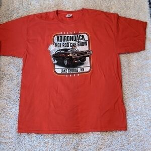 𝅺ADIRONDACK Hot Rod Car Show Lake George NY 2022 T- Shirt Orange Cotton 3XL